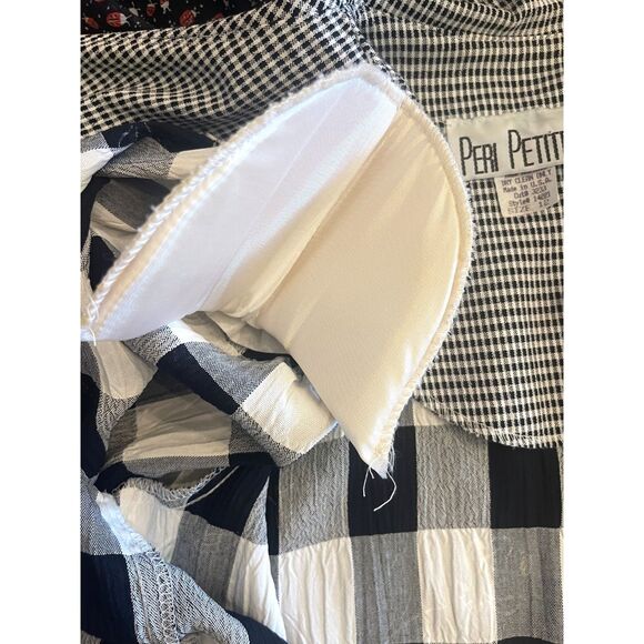 VTG Peri Petites Womens Gingham Check Floral Overlay Top Sz 12 Blouse Retro 80s - Picture 10 of 15